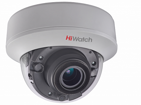 HiWatch DS-T507 (2.8-12) 5Mp внутренняя купольная HD-TVI камера с ИК-подсветкой до 40м 1/3&quot; CMOS матрица; моторизированный вариообъектив 2.8-12мм; угол обзора 86.8°-27.7°; 2592x1944@20к/с, 2560x1440@25к/с; механический ИК-фильтр; 0.01 Лк@F1.2; DNR; EXIR S