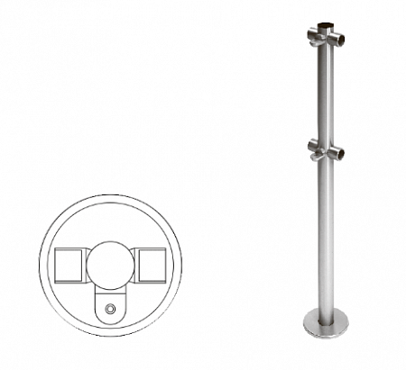Oxgard Стойка ограждения съемная T-образная Стойка ограждения съемная T-образная с 2-мя полупетлями под поворотную створку или секцию по 2 муфты слева и справа