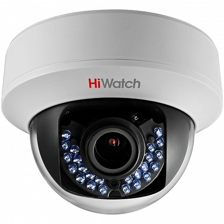 HiWatch DS-T107 (2.8-12) 1Mp Видеокамера, HD-TVI, уличная купольная, 1/4&quot;&quot; CMOS матрица, ИК-подсветка до 40м, механический ИК-фильтр; 0.1 Лк@F1.2; DNR; Smart ИК; видеовыход: переключаемый HD-TVI/CVBS; IP66; -40°С до +60°С; 12В DC±15%, 5Вт макс